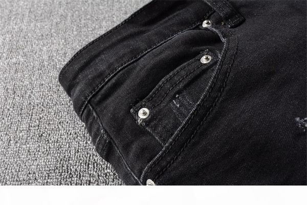 

new mens designer heavy industry repair jeans ripped blue stripe vintage style fashion mens holes jeans slim motorcycle biker causal men