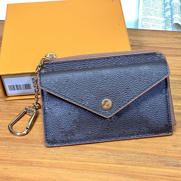 

credit card holder key pouch zippy coin purse classic men women pocket fashiong mini wallet handy slim bank with box, Brown;gray