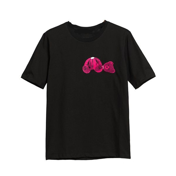 

high-quality short-sleeved pure cotton women's men's trendy t-shirts trending brand fashion couples bear t-shirt men's short, White;black