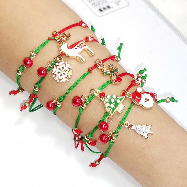 

new christmas bracelet christmas snow elk hand knitted fashion bracelet christmas adjustable bracelet dhl wholesale