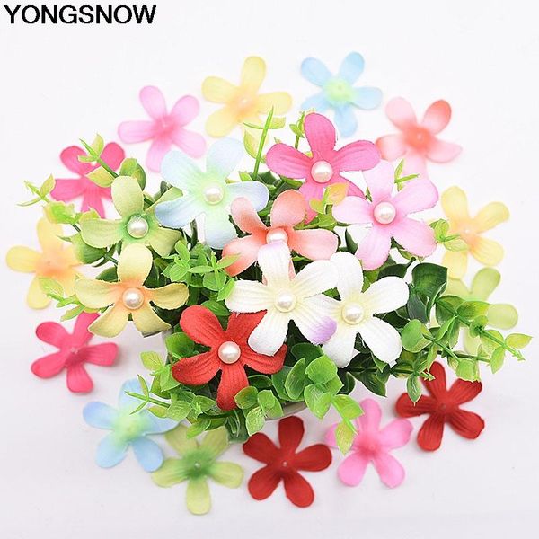

decorative flowers & wreaths 50pcs silk artificial flower with pearl fake gardenia orchid head wedding decor diy craft handmade needlework a