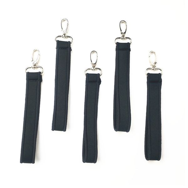 

metal keychain with wrist fob clips holder 20cm black neoprene loop key organizer wristlet strap, Silver
