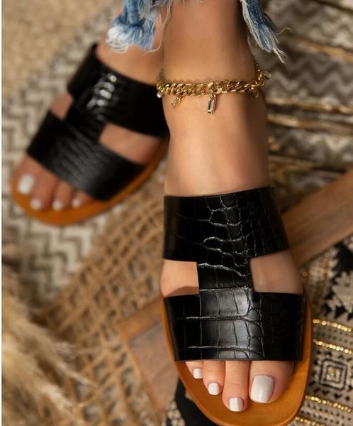 

ypoa 2020 women mules slipper quality outdoor soft leather round toe slipper sandal on fashion high slip causal flat heel slides, Black