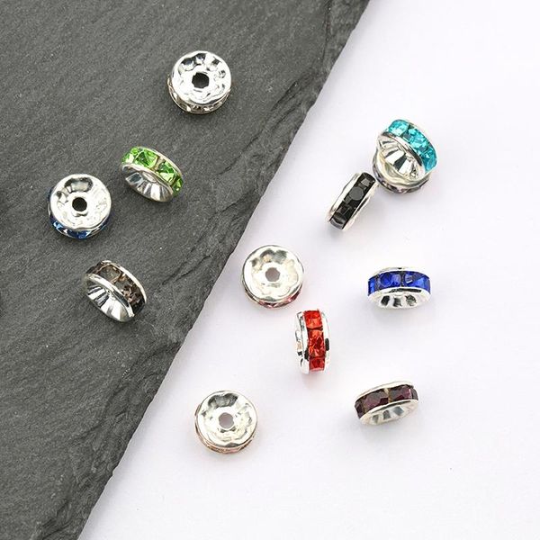 

50pcs/lot 8mm rondelle colorful gold rose crystal beads loose spacer beads charm rhinestone for diy jewelry making accessories bbycca