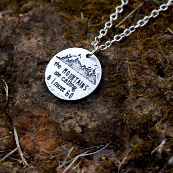 

pendant necklaces the mountains are calling and i must go mountain necklace, Silver