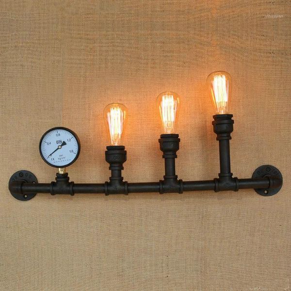 

retro loft industrial wall lamp lampe with 6 lights fixtures led water pipe vintage edison wall sconce lighting1