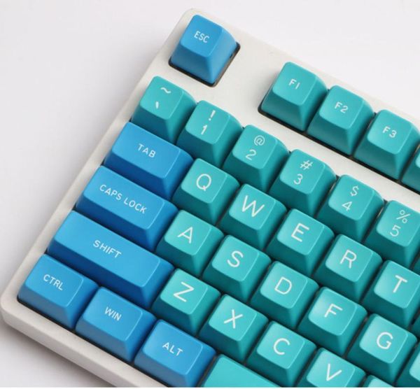 

double shoot sea blue green color 134 keys abs sa keycaps for cherry mx switch mechanical gaming keyboard no backlight1