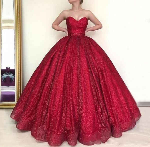 

2021 bling ball gown quinceanera dresses sweet 16 dress sweetheart sequined sleeveless puffy open back evening party pageant dress, Blue;red