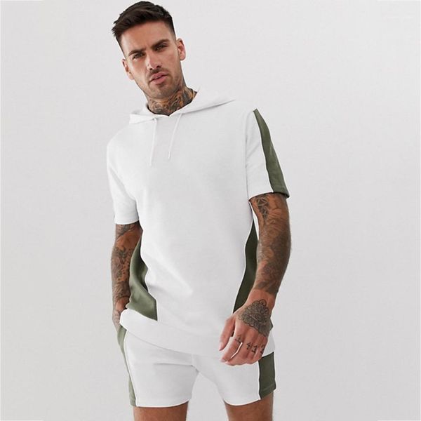 

sports sets casual outfits male clothing summer mens designer short sleeve shorts hooded suits fashion panelled tracksuits, Gray