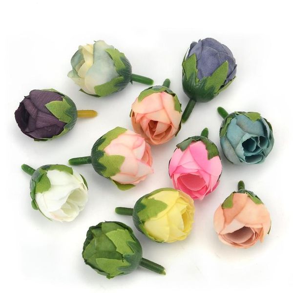 

10pcs spring silk flower artificial flower head tea rose flowers wedding decoration wreaths wedding car decoration de bbygts