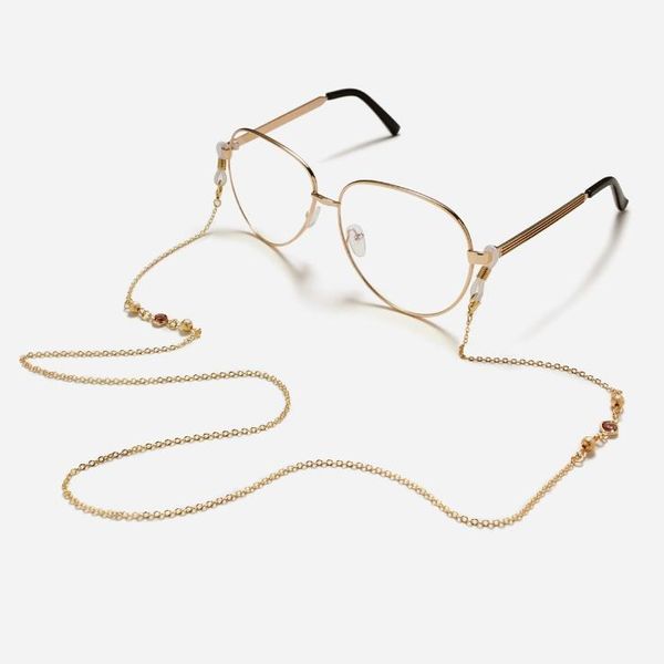 

sunglasses frames frosted bead glass crystal copper chain cords reading glasses fashion women accessories lanyard hold straps1, Silver