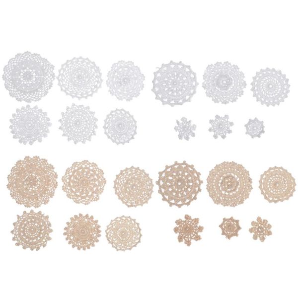 

24pcs cotton flower appliques decor small crochet doilies sewing supplies, Black;white