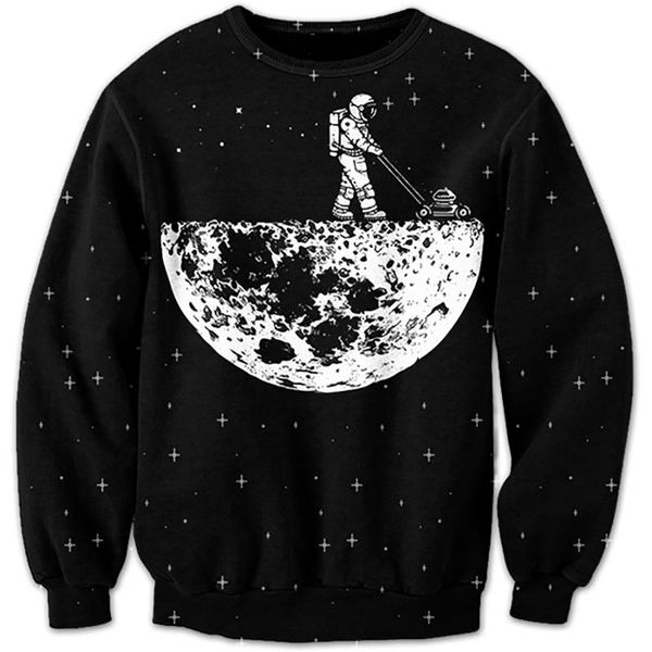 

men's hoodies & sweatshirts fashion couples sky spaceman 3d print men jacket pullover, Black