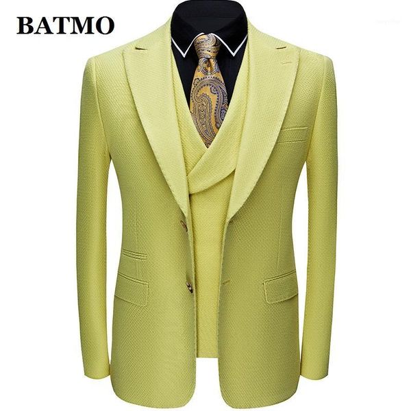

batmo 2020 new arrival casual suits men,male stage clothes,jackets+pants+vest,11011, White;black