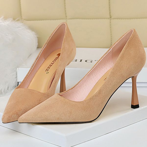 

2020 female eight inches high heel bombs luxury yellow stiletto office lady qualiy scarpins wedding plus size 43 fm0g, Black