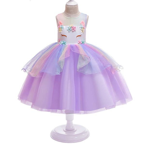 

princs 2019 unicorn summer children's new drs girl's poncho skirt, Red;yellow