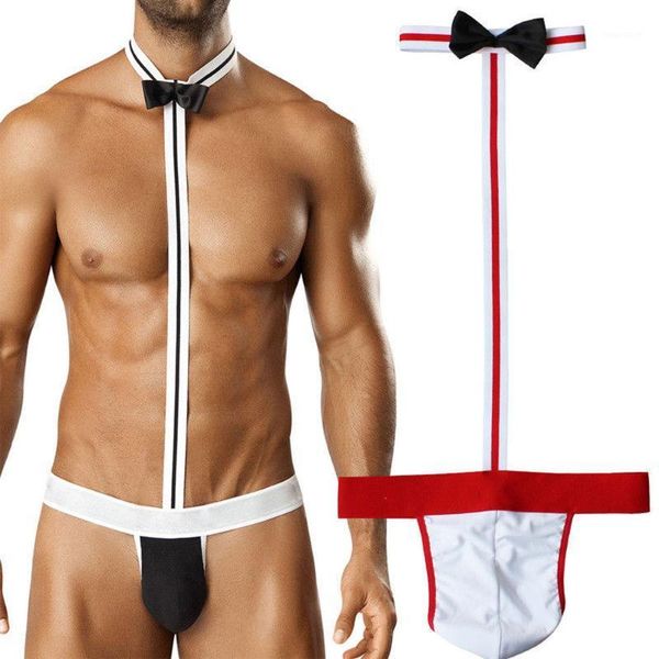 

new arrival novelty men mankini thong underwear lingerie erotic waiter costume bodysuit lingerie briefs thong1, Black;brown