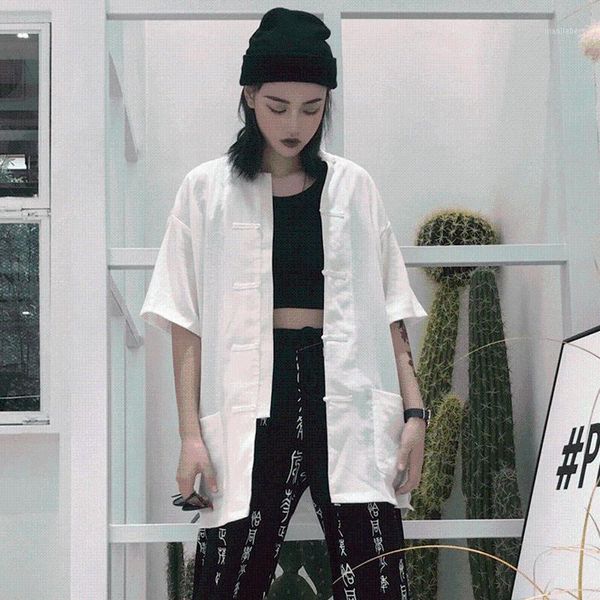 

2020 new couples chinese style tang suit qipao casual loose blouse harajuku retro streetwear t-shirt coat outerwear1, Red