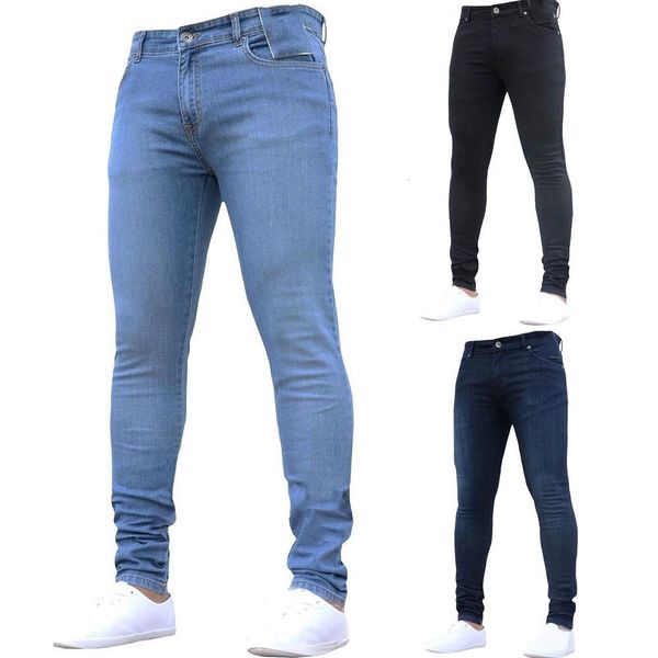 

spring autumn fashion men's ny jeans denim leggings long trousers, Blue