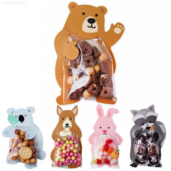 

candy bear cookie rabbit packaging fox cute cartoon plastic bags for biscuits snack baking package with card head