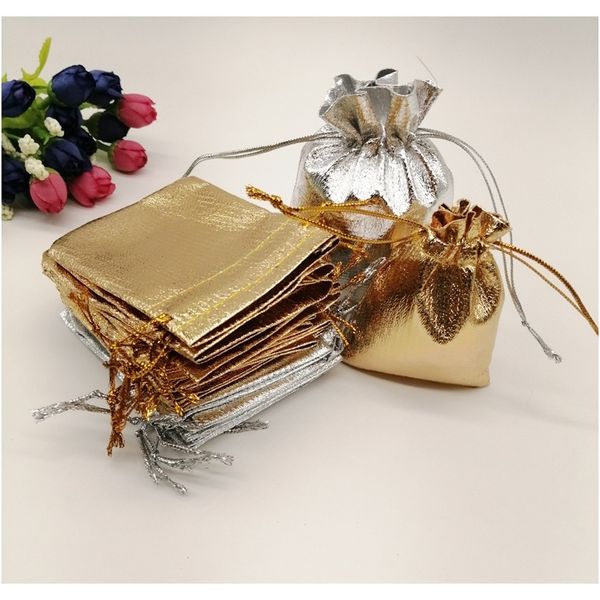 

50шт золотой серебряный сумка ткань ювелирные изделия сумка алюминиевая фольга сумка сумка drawstring свадебные украшения для украшения упак