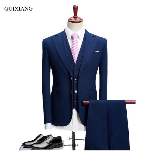 

new arrival style men high-end boutique suits business casual single breasted groom dress men's solid three-pieces suit s-4xl, White;black