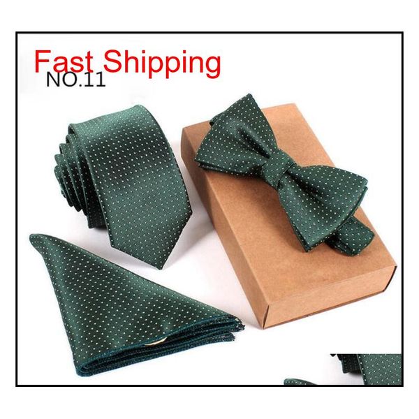 

3pcs slim tie set men bow tie and handkerchief bowtie necktie cravate homme noeud papillon man corbat qylqgj homes2007, Blue;white