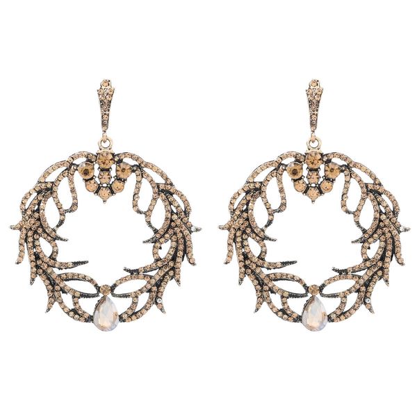 

new alloy diamond diamond creative round floral earrings female european and american retro jewelry, Silver