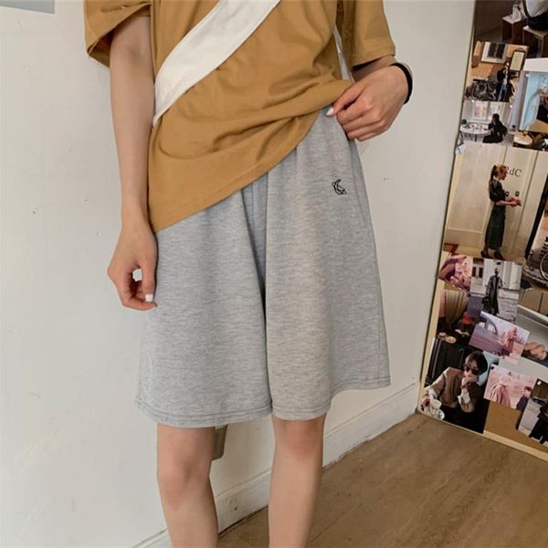 

shorts women summer loose 3xl solid embroidery bf wide leg knee length harajuku casual simple ins trendy all match students chic h bbygcn