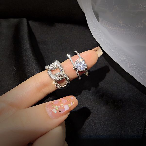 

y ring jewelry copper open adjustable bling bling wedding ins rings for women mens gift, Silver