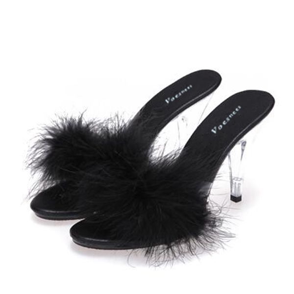 

female transparent crystal heels 10cm in waterproof wedding shoe sandals dwaterproof water large yards of interest maomao g1g4, Black