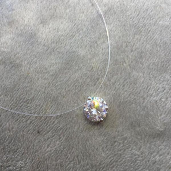 

pendant necklaces fashion women round cubic zirconia fishing line necklace selling jewelry gift, Silver
