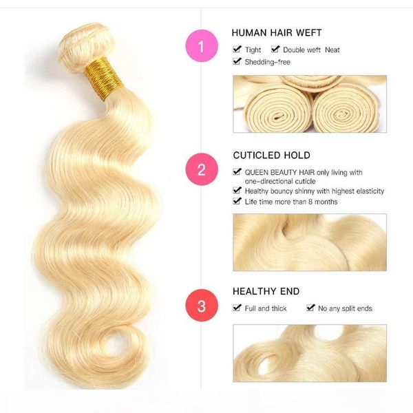 

big stock#613 bleached blonde hair weaves brazilian body wave human hair wefts remy hair bundles 100gram per piece, Black