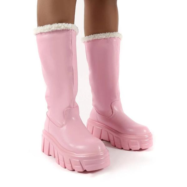 

новые водонепроницаемые женщины mid-falf boots зимняя платформа снежные сапоги скольжение на сплошные цвета клин ущипы дамы повседневная теп, Black