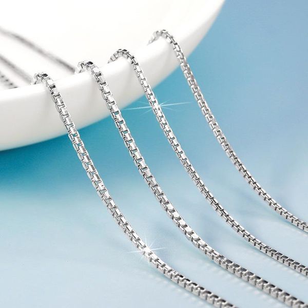 

sa silverage box chain s925 silver necklace women's silver chain without pendant matching long thick box fashion