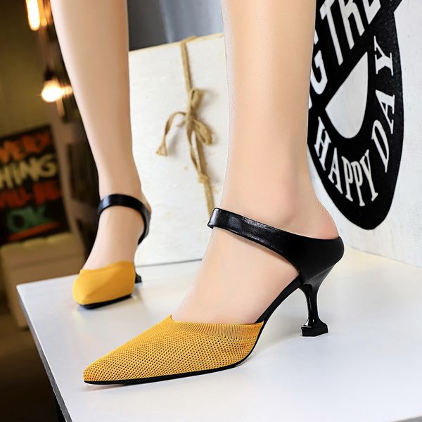 

six inches summer gladiator platform pump women pointed shoes woman wedding party slippers of wool high heels bombs vs52, Black