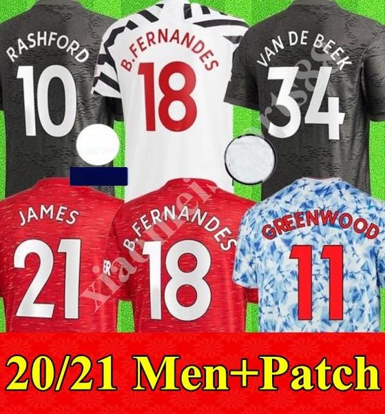 

new 2020 2021 manchester lingard soccer jerseys pogba united rashford martial de gea home away 3rd men 20 21 football shirt, Black;yellow