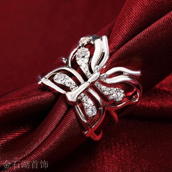 

new silver color women lady cute wedding party gift fashion charm crystal hollow butterfly ring sweet style r035 h sqciqg