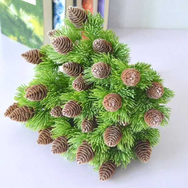 

decorative flowers & wreaths artificial plastic pine 7 branches nuts cones fake plants tree for christmas party decoration faux grass xmas h