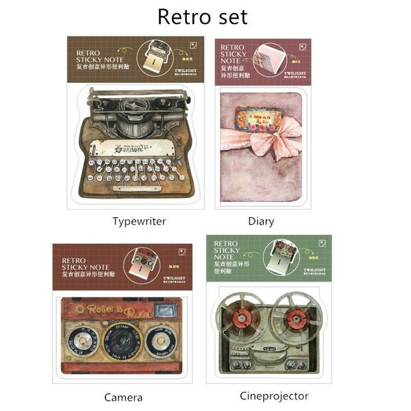 

4pcs nostalgic sticky note set vintage memo pad planner stickers stationery office school supplies fm353 bbywxh xmhyard