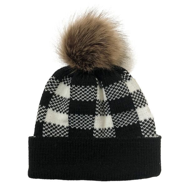 

winter knitted hat women beanies hats plaid warm wool caps pompon knitting hat fashion grid skull caps crochet hats 4 colors d111904, Yellow