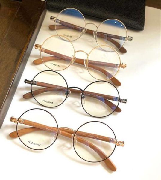 

gold & black wood buvaish eye wear optical frames eyeglasses retro round titanium glasses frames with box