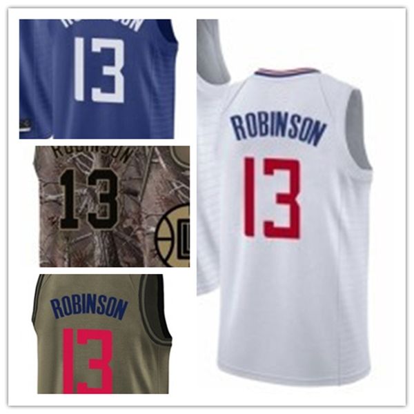 

custom 2021 clipper style jerseys black white green army green 13 jerome robinson basketball jersey ing, Black;red