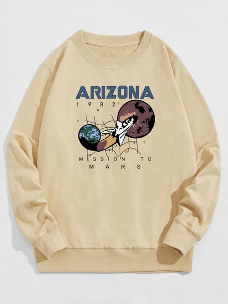 

men planet & letter graphic sweatshirt s8nu#, Black