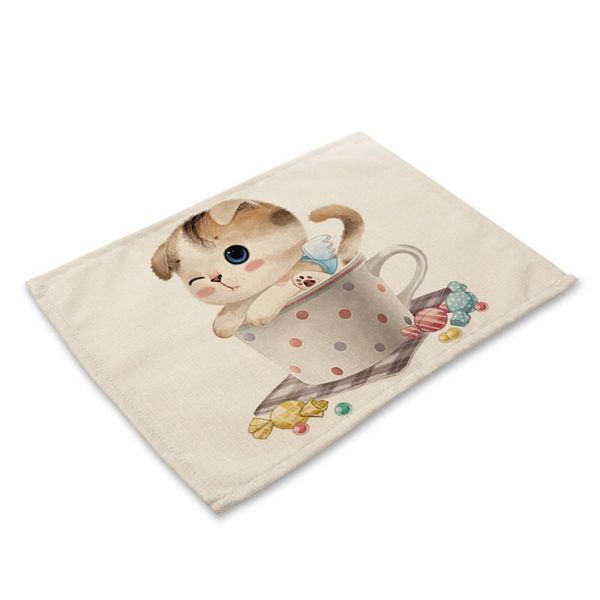 

прекрасный узор cat packemat для обеденного стола льняная рождественская столовая коврик новогодняя кухня посуда для кухни f jllmnv