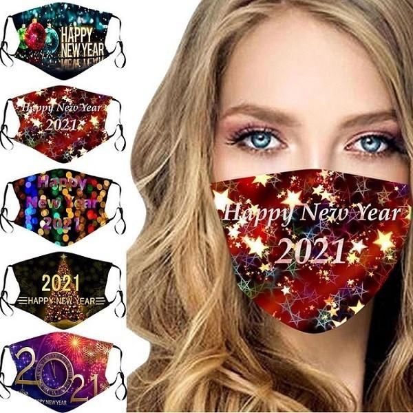 

dhl shipping2021 christmas new year party face masks custom made masque christmas decorations kid face masks cotton dustproof reusable