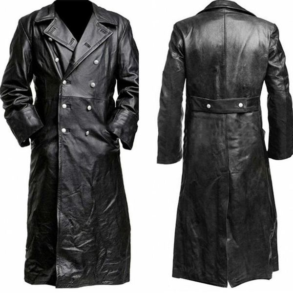 

men's fur & faux men autumn and winter vintage leather medieval jacket, Black
