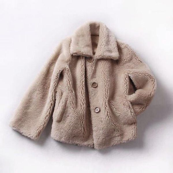 

simple and elegant pure color single breasted faux fur sheep sheared coat female particles thickening faux wool fur coat wq6001, Black