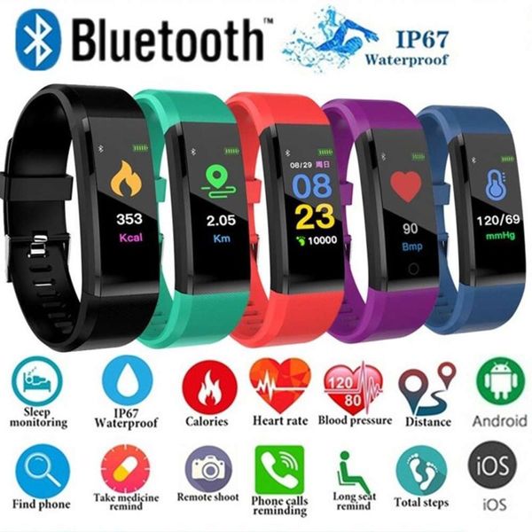 

more than 115 watch, bluetooth color screen, waterproof belt, 5 smart wristbands for cardiac blood prsure monitor