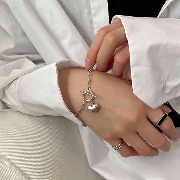 

chain bracelet and south double-layer ot buckle niche hand ornament girl lovely sweet cool wind love bear titanium steel, Black